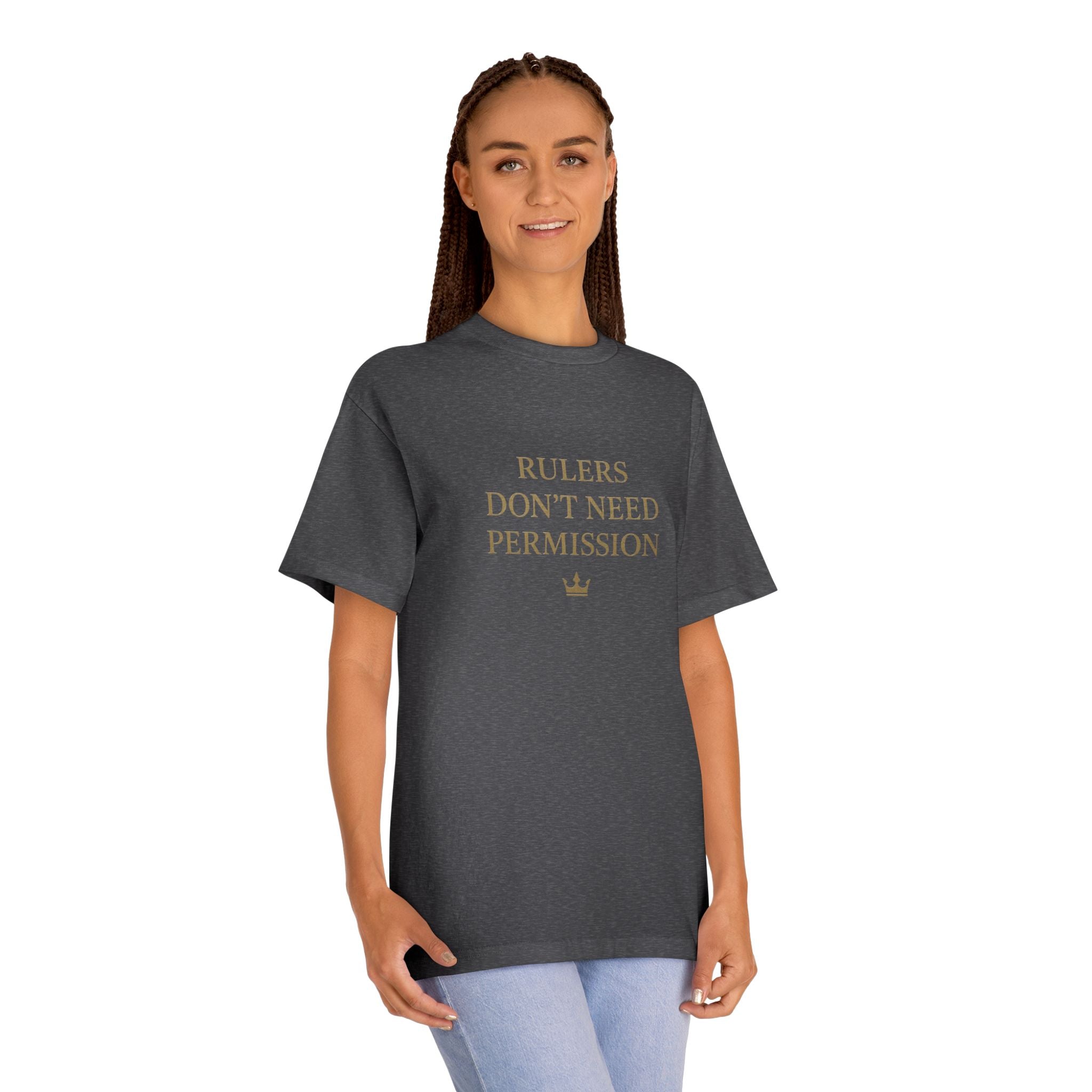Empowering Statement Tee, Graphic Tee, Rulers Don't Need Permission Shirt, Unisex Casual Wear, Gift for Motivational Events, [...]