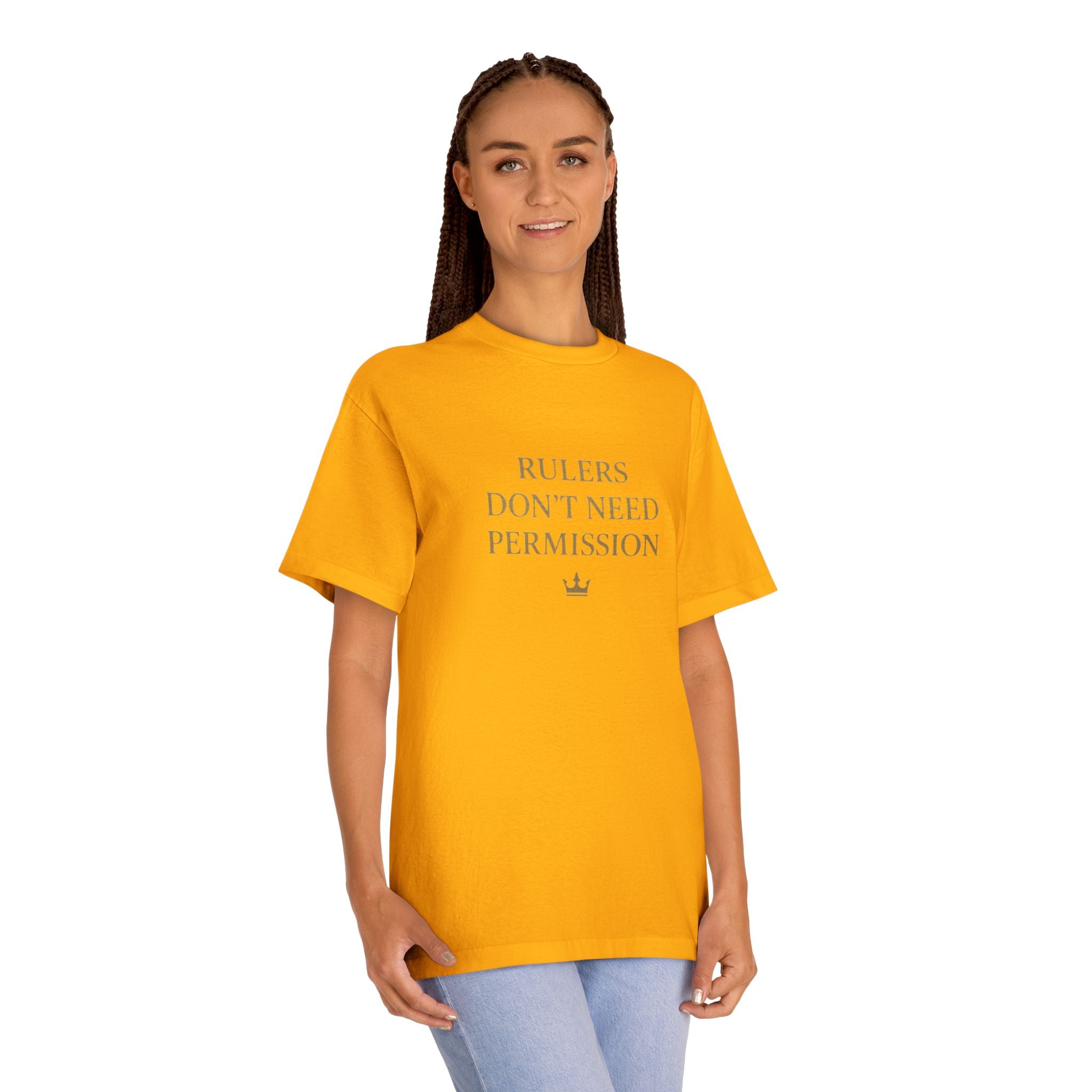 Empowering Statement Tee, Graphic Tee, Rulers Don't Need Permission Shirt, Unisex Casual Wear, Gift for Motivational Events, [...]