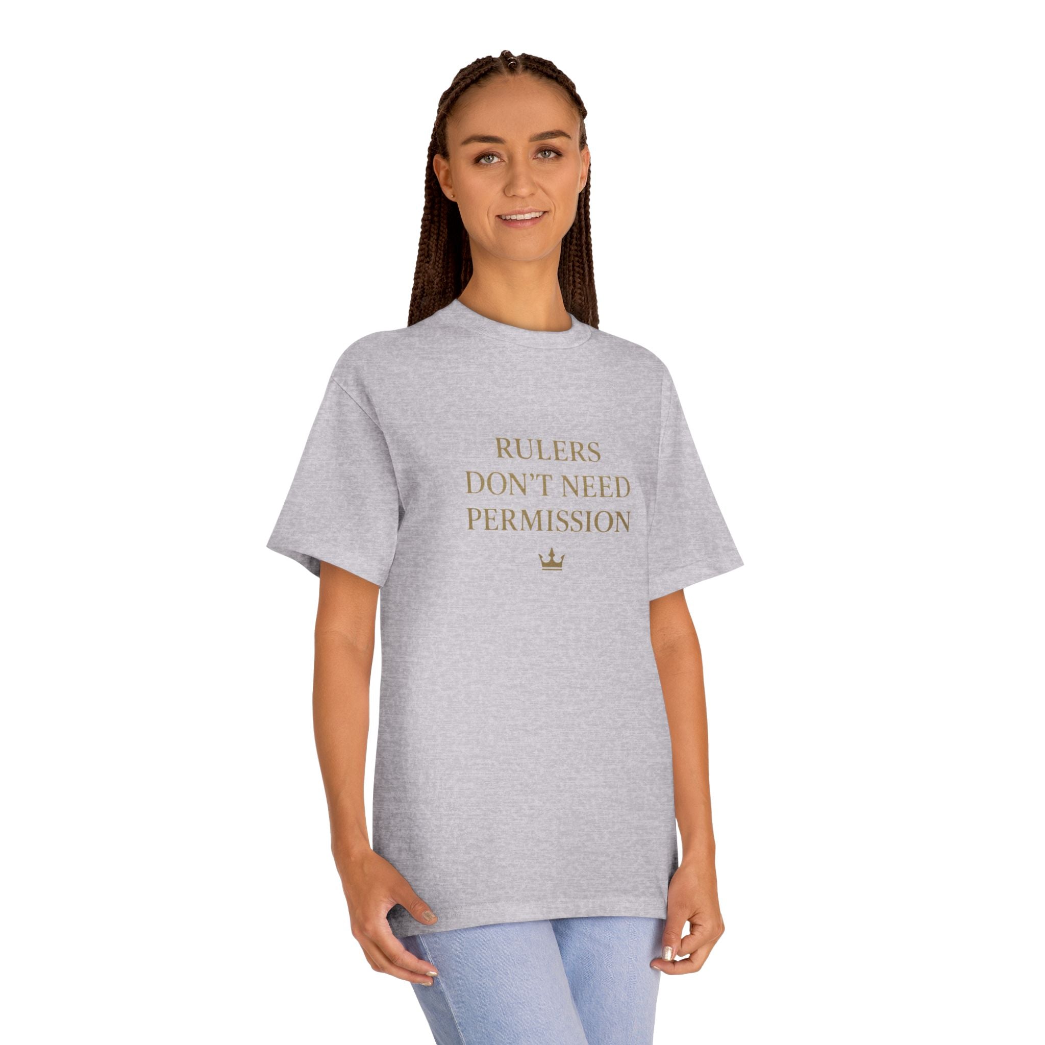 Empowering Statement Tee, Graphic Tee, Rulers Don't Need Permission Shirt, Unisex Casual Wear, Gift for Motivational Events, [...]