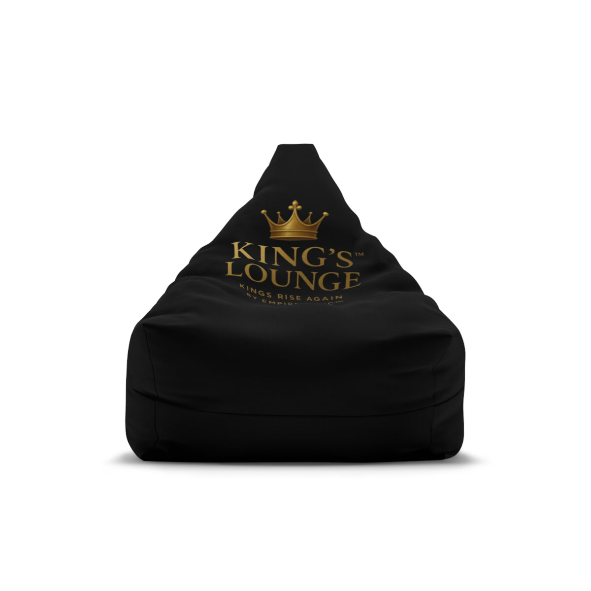King's Lounge Bean Bag Cover — Black & Gold Royal Crown Accent