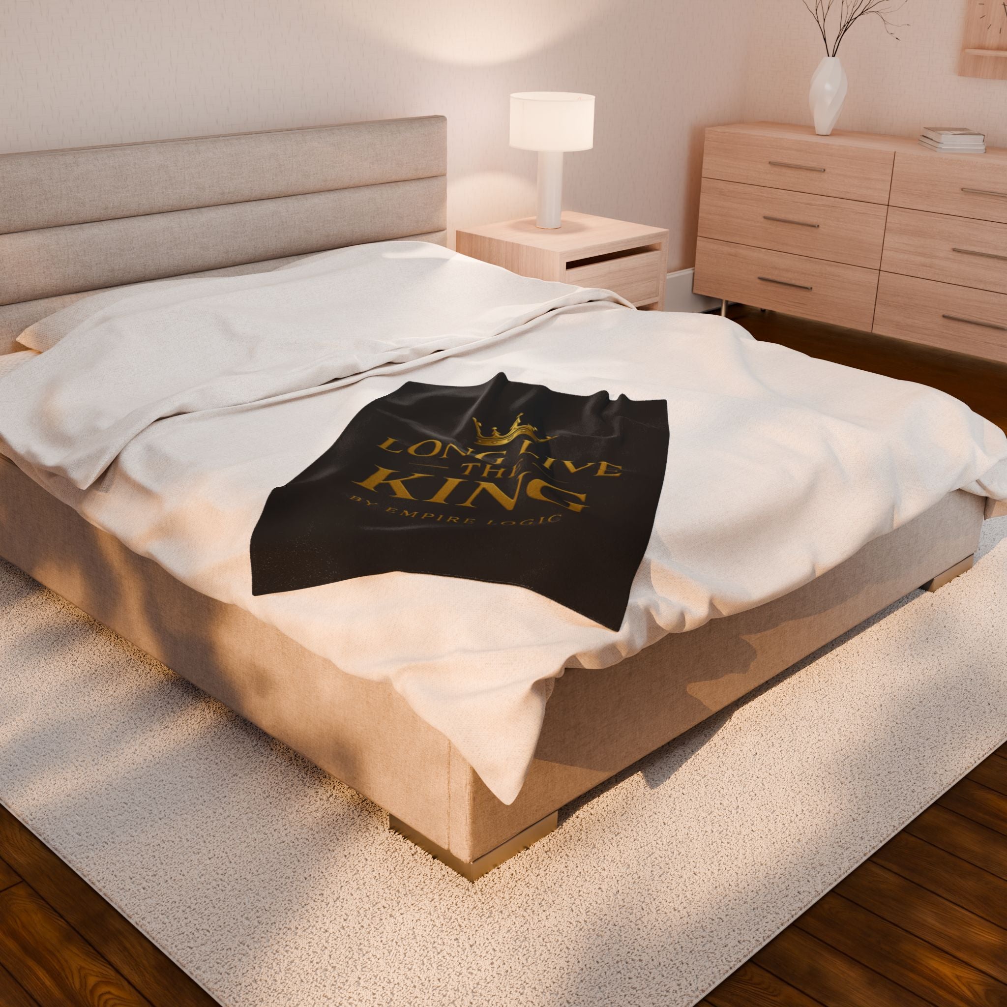 Luxurious Velveteen Plush Blanket - "Long Live The King" - Cozy Throw for Home, Gifts, Self-Care, Inspirational Decor, Warm Snuggles