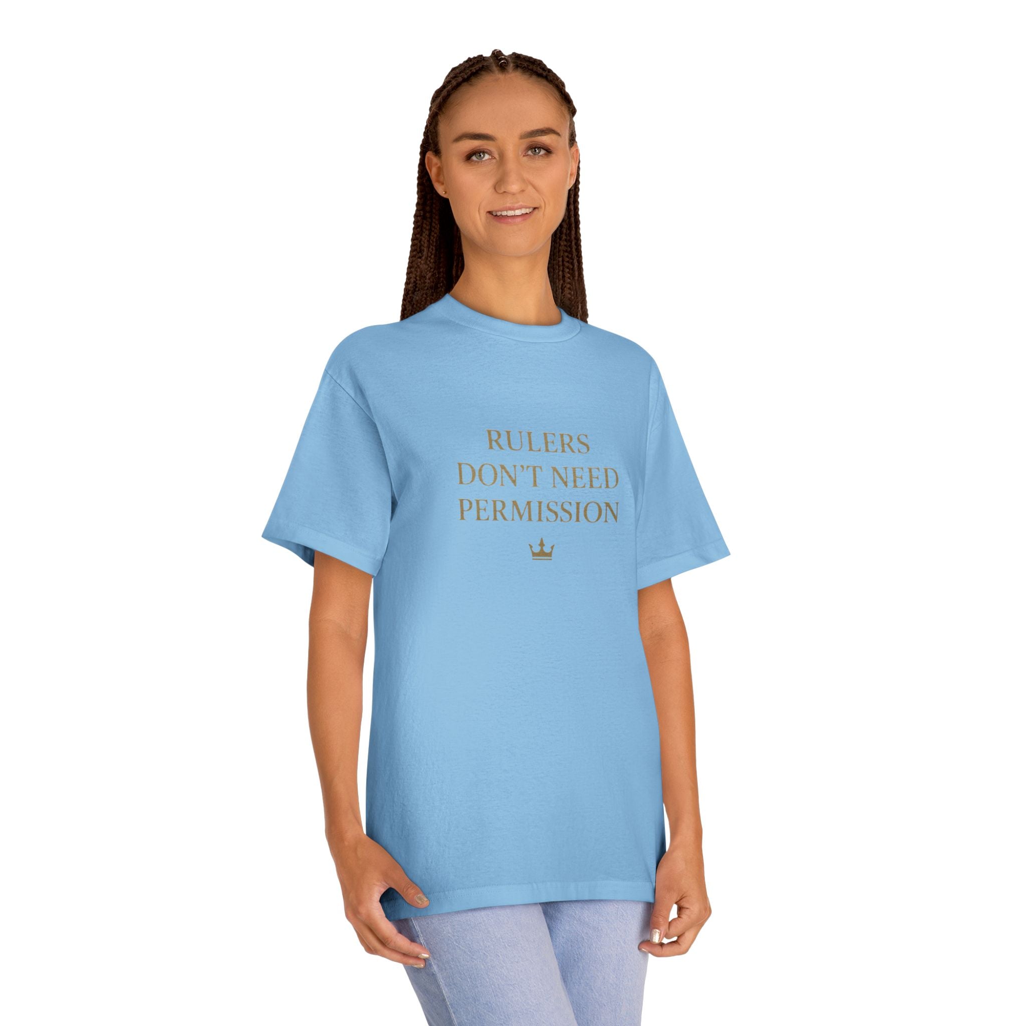 Empowering Statement Tee, Graphic Tee, Rulers Don't Need Permission Shirt, Unisex Casual Wear, Gift for Motivational Events, [...]