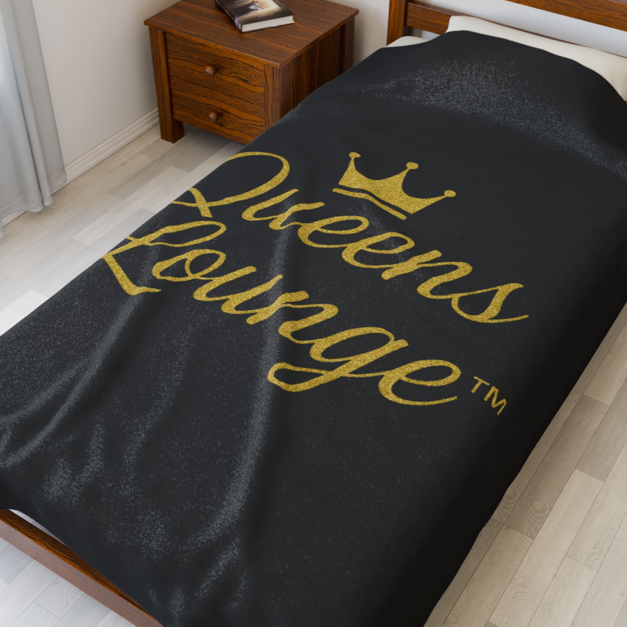 Luxurious Velveteen Plush Blanket - "Queens Lounge" - Cozy Throw for Home, Gifts, Self-Care, Inspirational Decor, Warm Snuggles