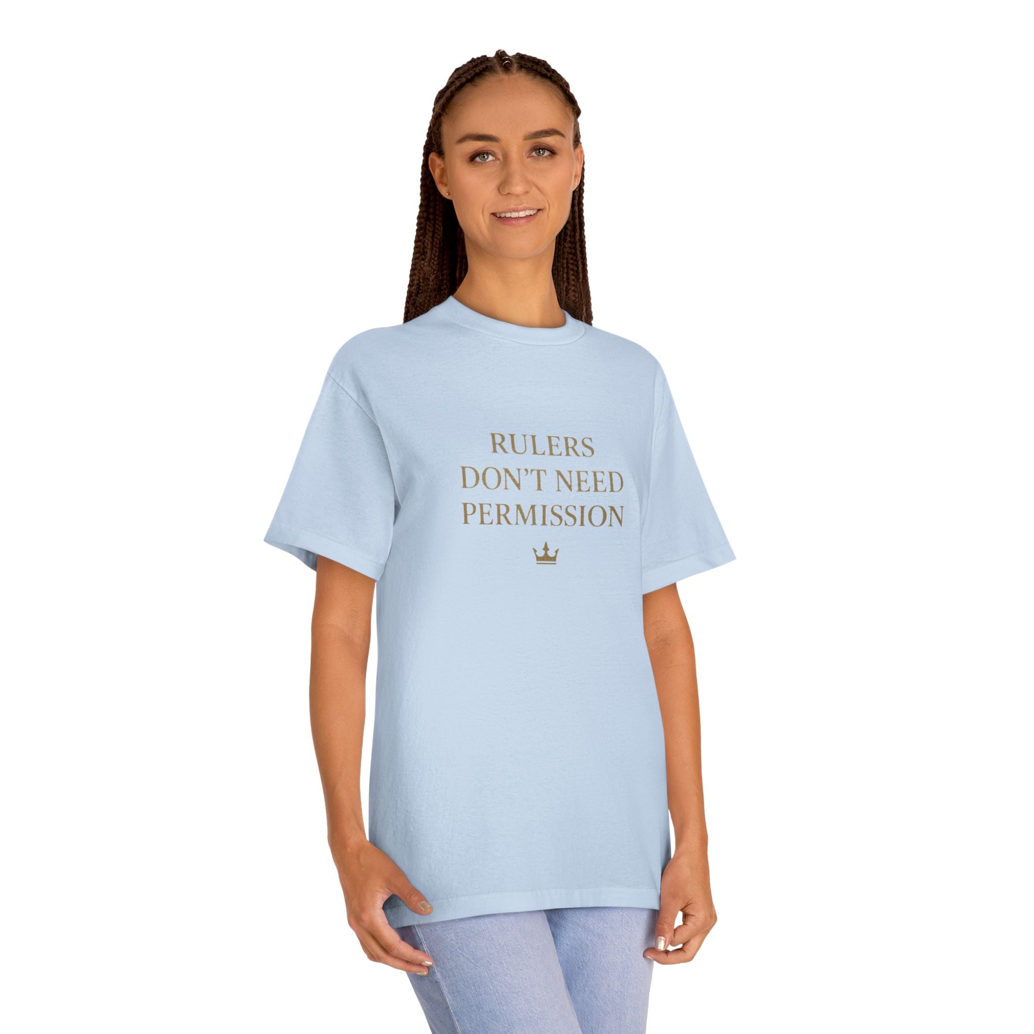 Empowering Statement Tee, Graphic Tee, Rulers Don't Need Permission Shirt, Unisex Casual Wear, Gift for Motivational Events, [...]