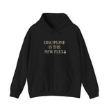 Discipline is the New Flex Hoodie, Motivational Sweatshirt, Unisex Pullover, Ideal for Fitness Lovers, Cozy Gift for Gym Enthusiasts
