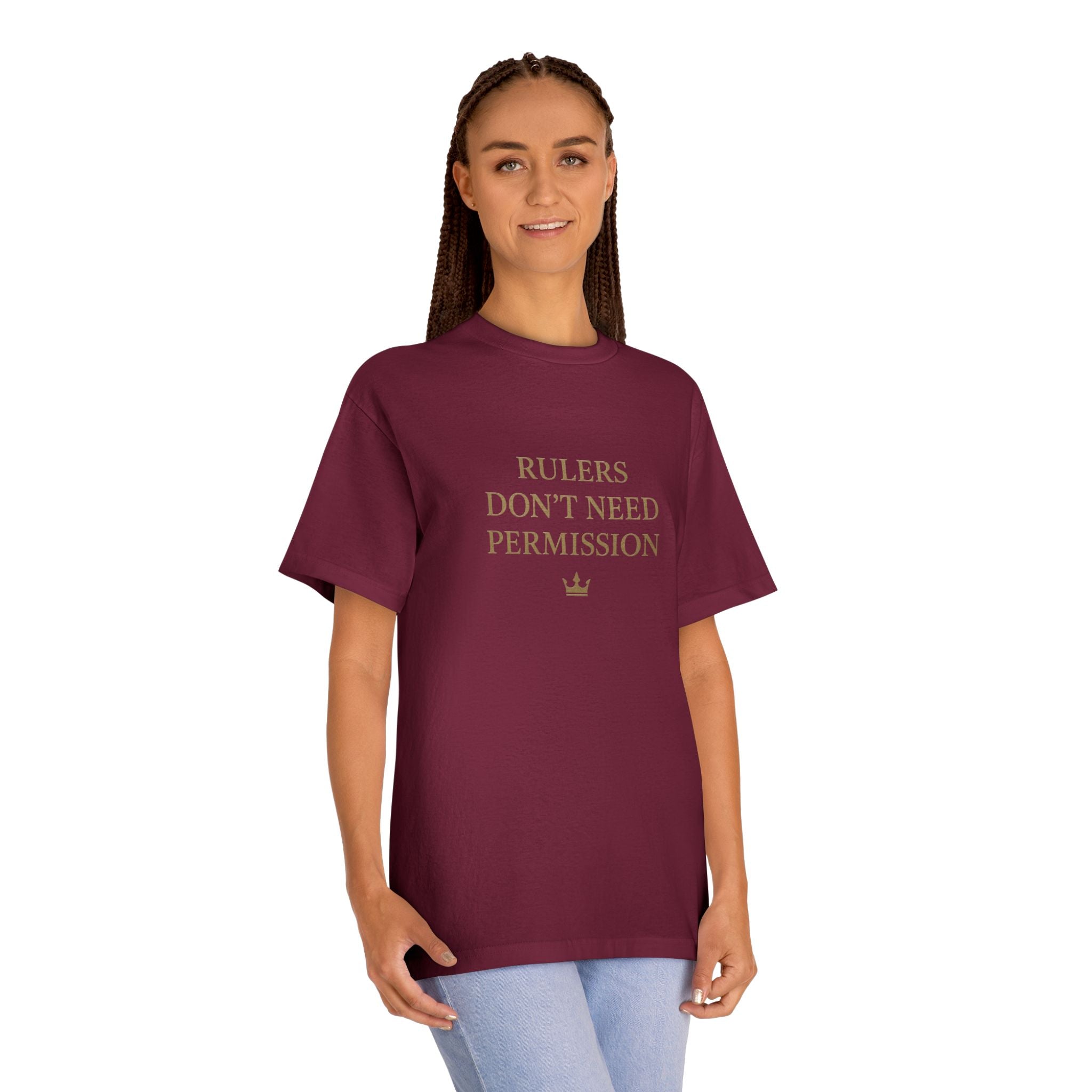 Empowering Statement Tee, Graphic Tee, Rulers Don't Need Permission Shirt, Unisex Casual Wear, Gift for Motivational Events, [...]