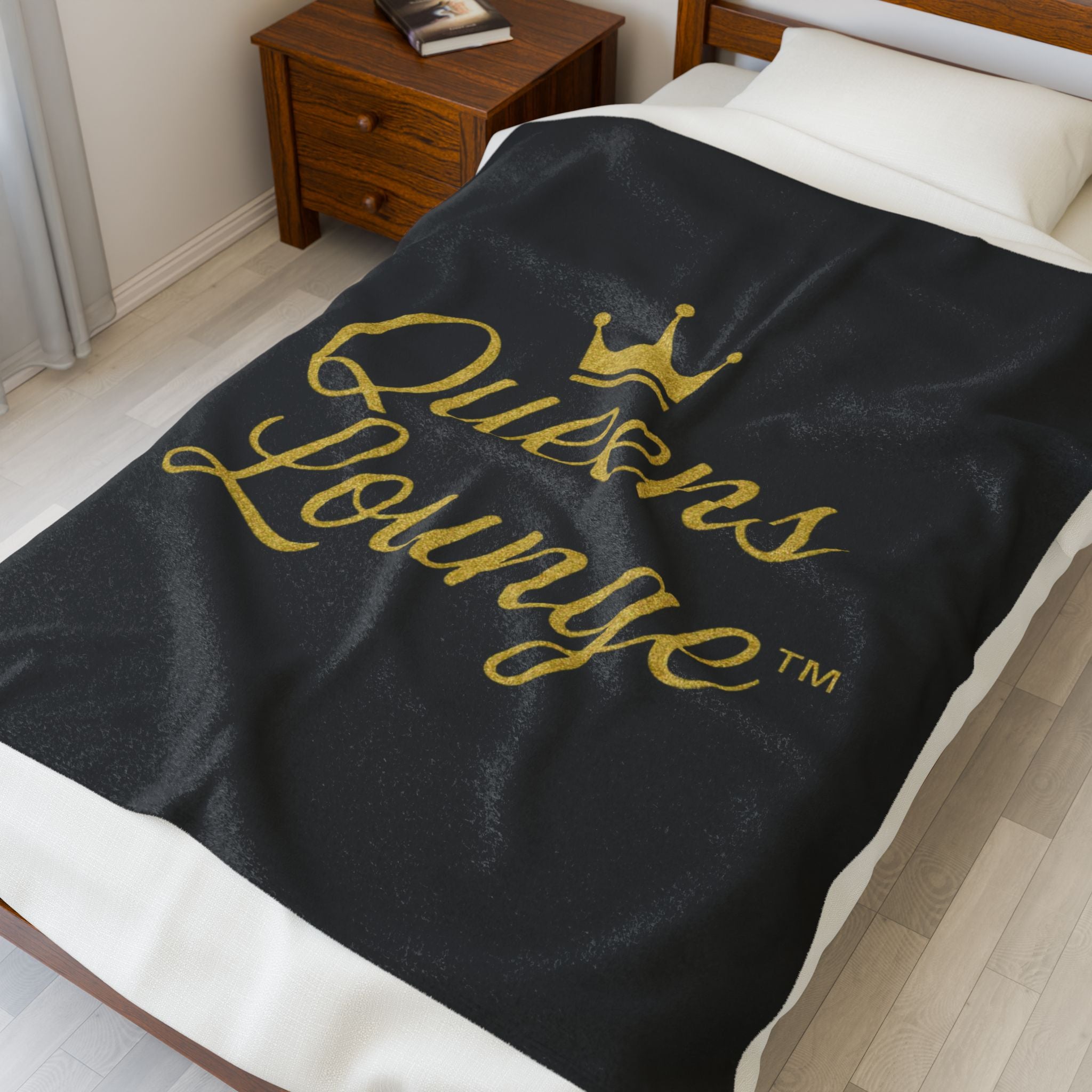 Luxurious Velveteen Plush Blanket - "Queens Lounge" - Cozy Throw for Home, Gifts, Self-Care, Inspirational Decor, Warm Snuggles