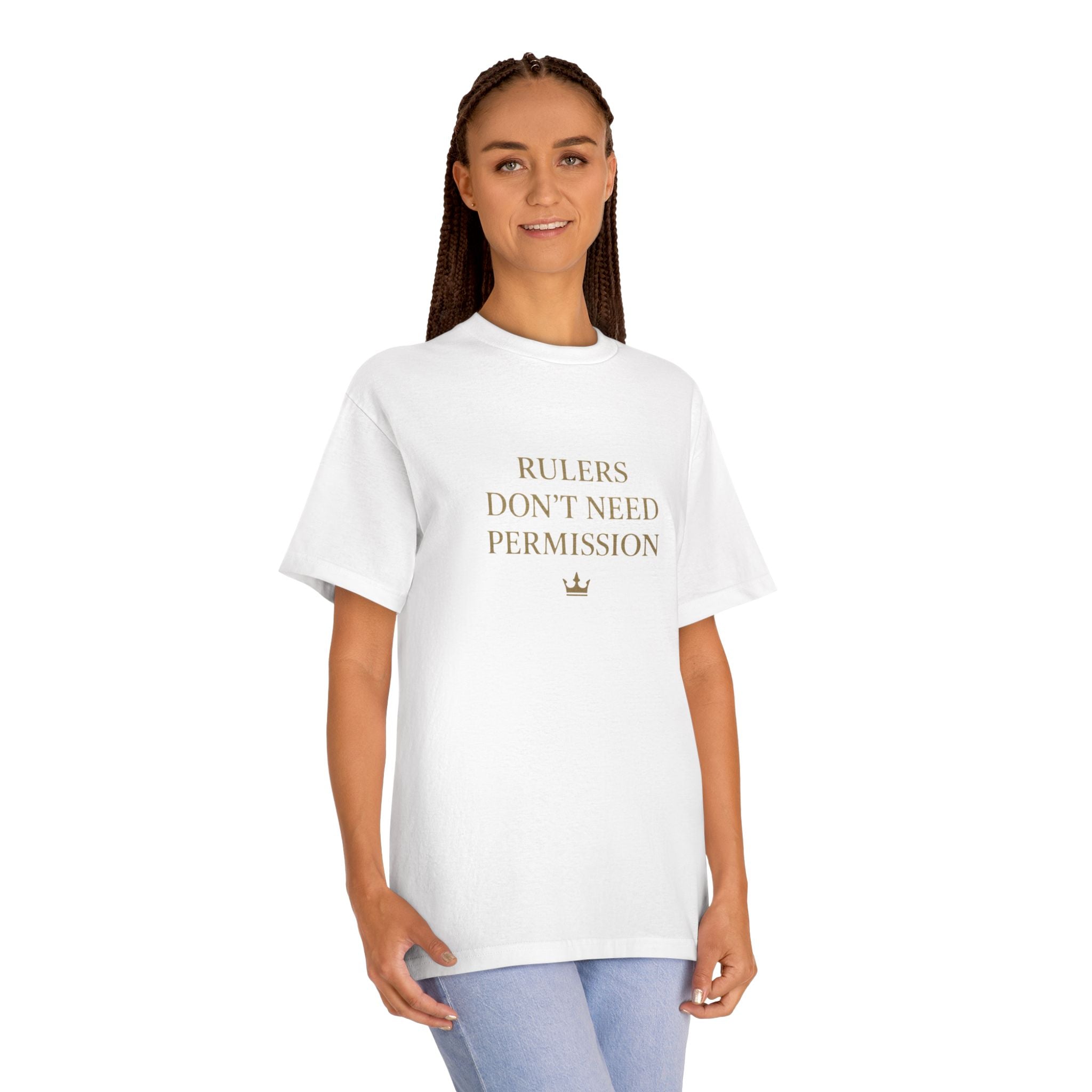 Empowering Statement Tee, Graphic Tee, Rulers Don't Need Permission Shirt, Unisex Casual Wear, Gift for Motivational Events, [...]