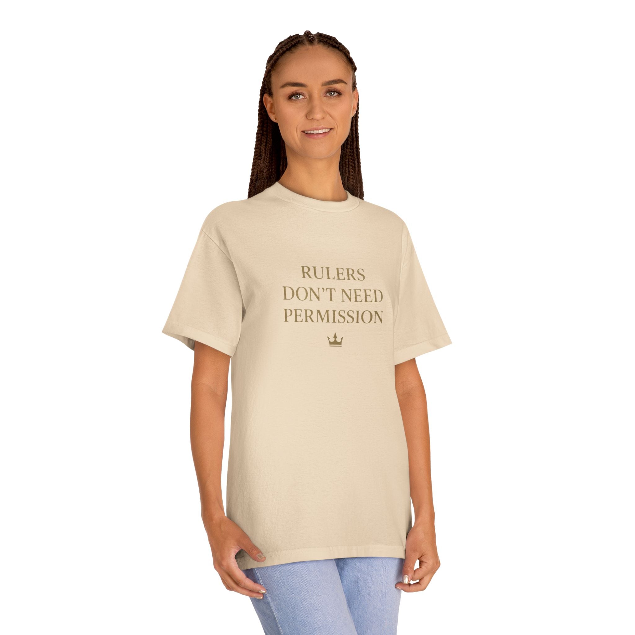 Empowering Statement Tee, Graphic Tee, Rulers Don't Need Permission Shirt, Unisex Casual Wear, Gift for Motivational Events, [...]