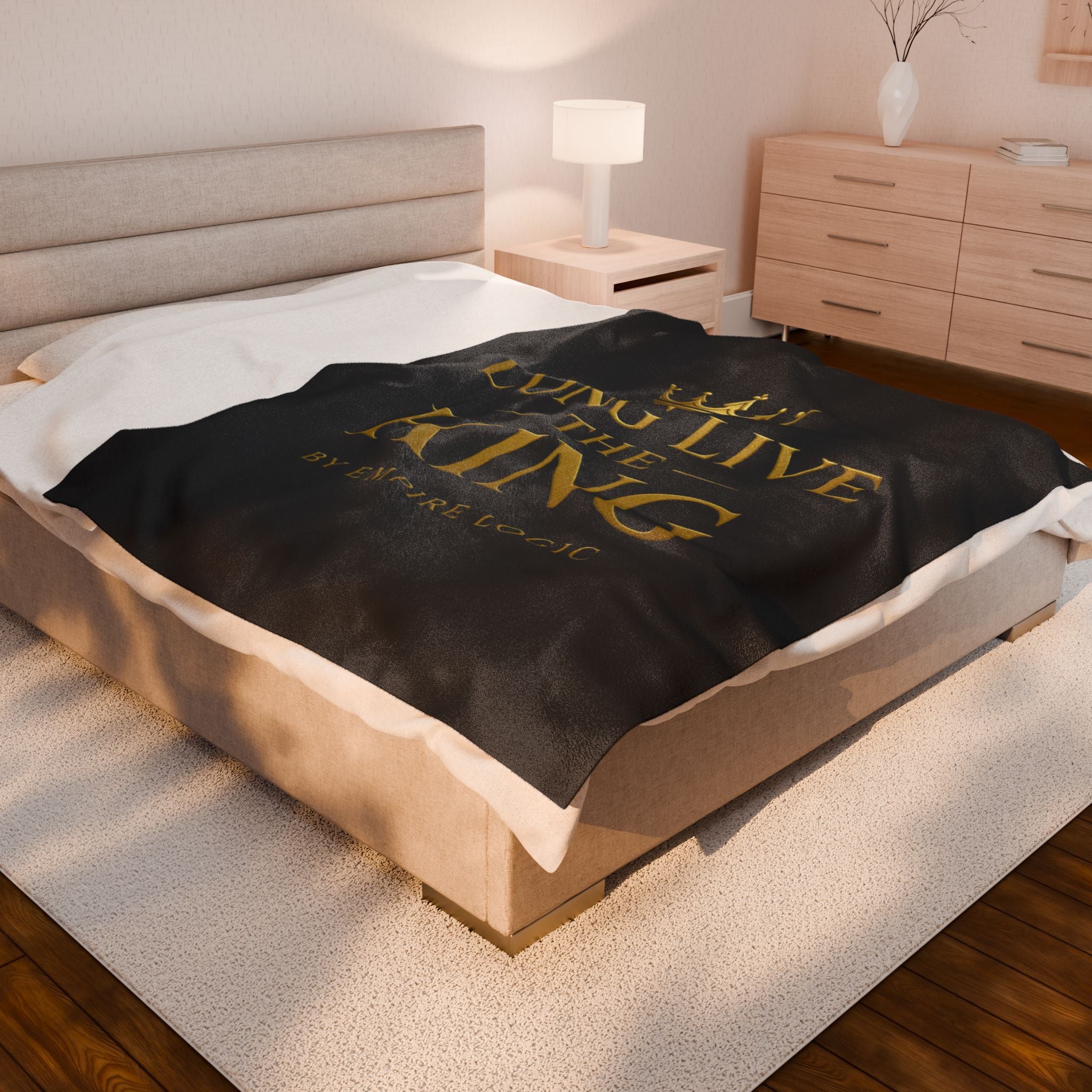 Luxurious Velveteen Plush Blanket - "Long Live The King" - Cozy Throw for Home, Gifts, Self-Care, Inspirational Decor, Warm Snuggles