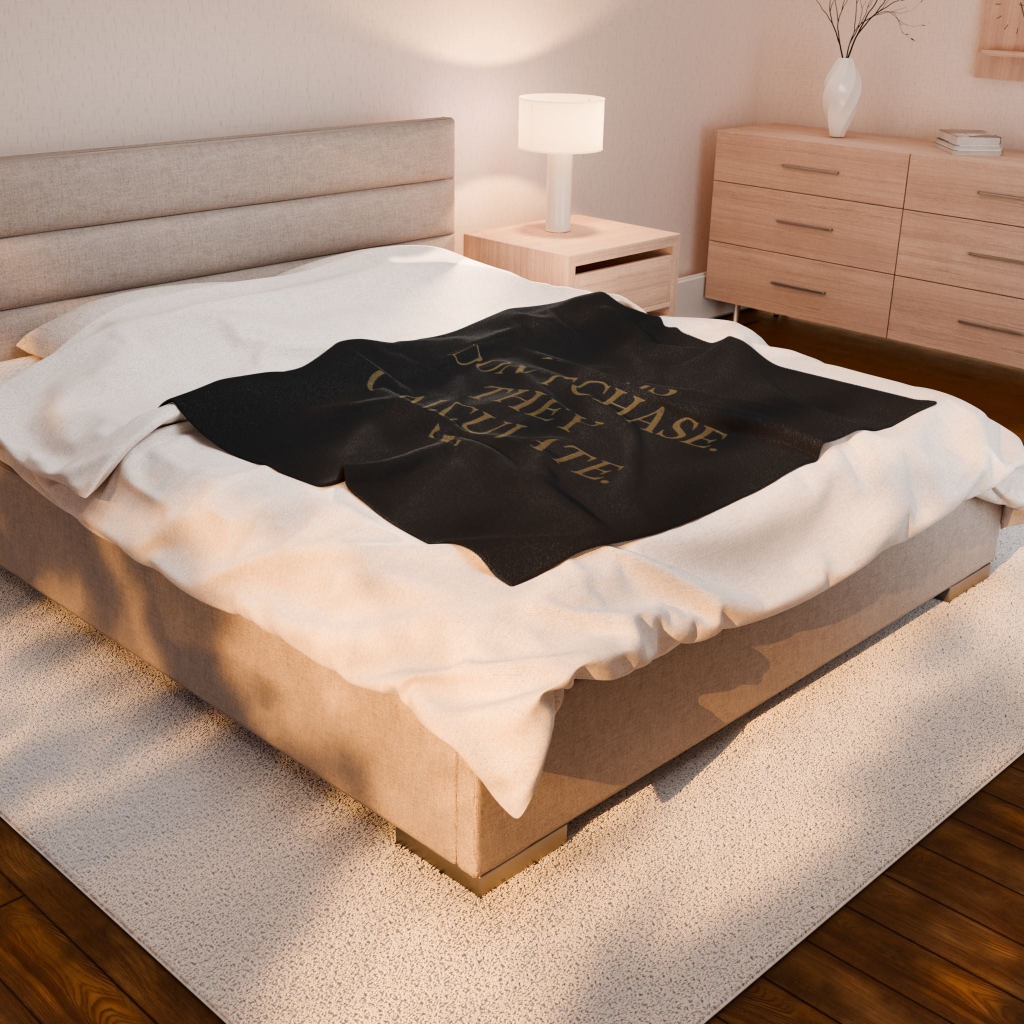 Luxurious Velveteen Plush Blanket - "Kings Don't Chase. They Calculate." - Cozy Throw for Home, Gifts, Self-Care, Inspirational Decor, Warm Snuggles