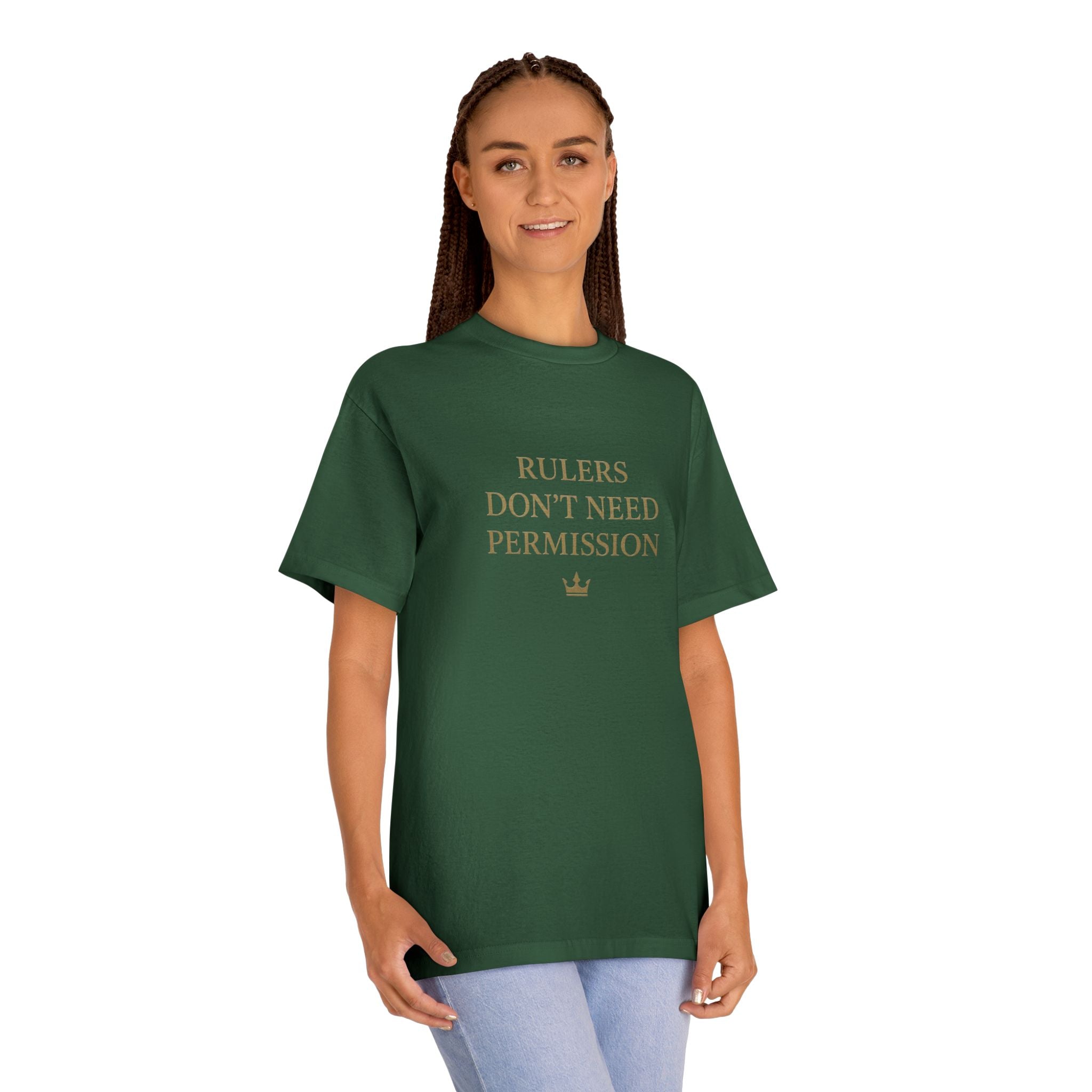 Empowering Statement Tee, Graphic Tee, Rulers Don't Need Permission Shirt, Unisex Casual Wear, Gift for Motivational Events, [...]