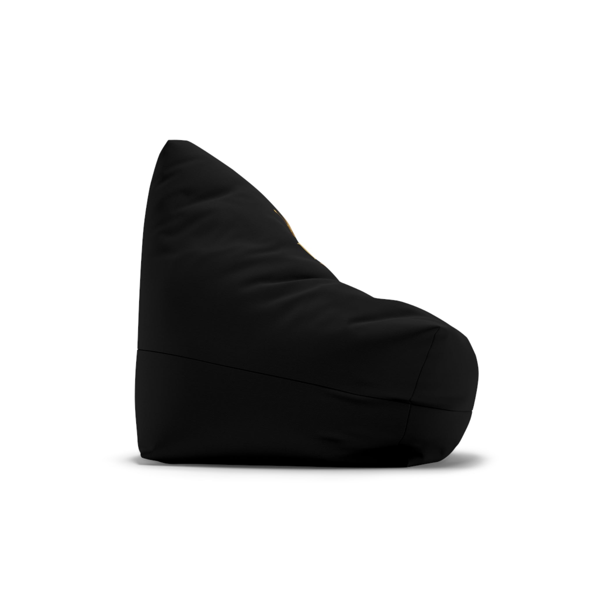 King's Lounge Bean Bag Cover — Black & Gold Royal Crown Accent