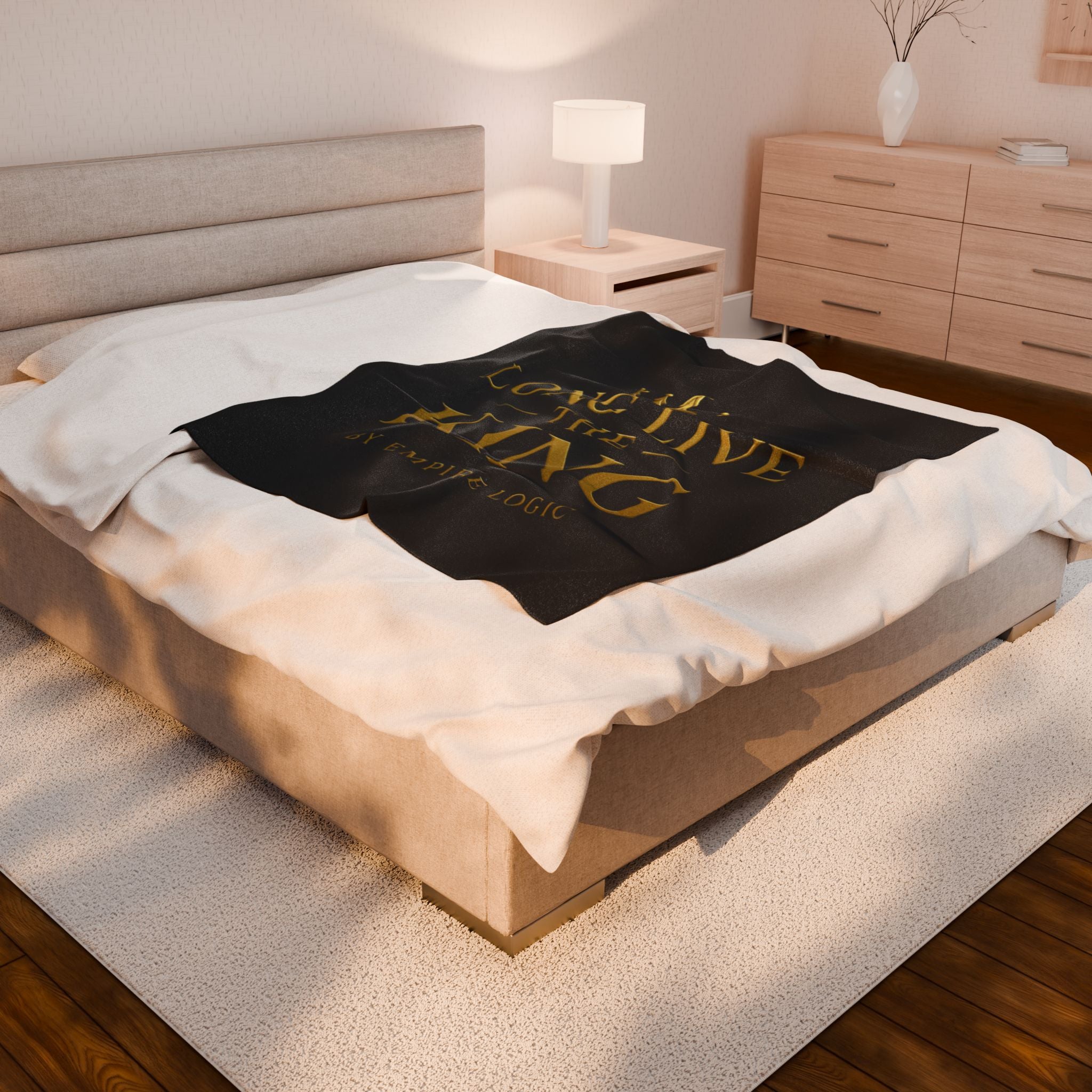 Luxurious Velveteen Plush Blanket - "Long Live The King" - Cozy Throw for Home, Gifts, Self-Care, Inspirational Decor, Warm Snuggles