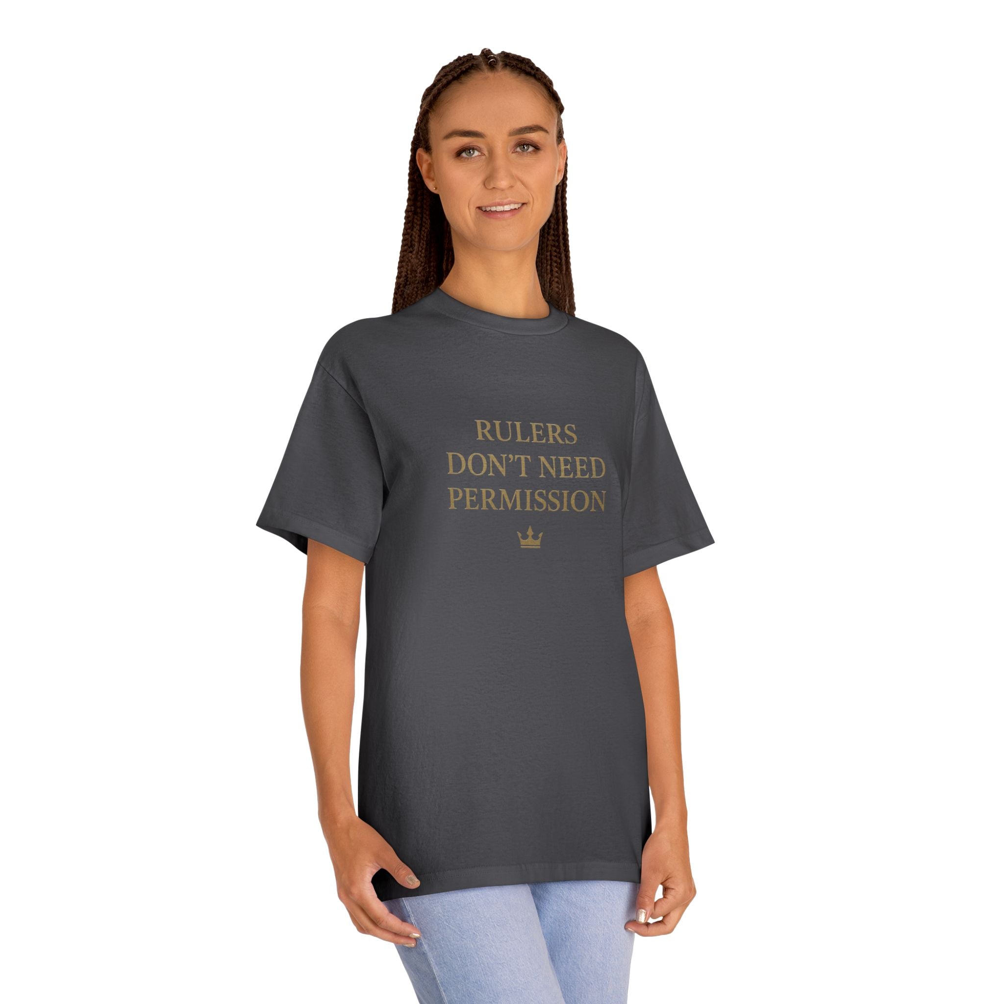 Empowering Statement Tee, Graphic Tee, Rulers Don't Need Permission Shirt, Unisex Casual Wear, Gift for Motivational Events, [...]