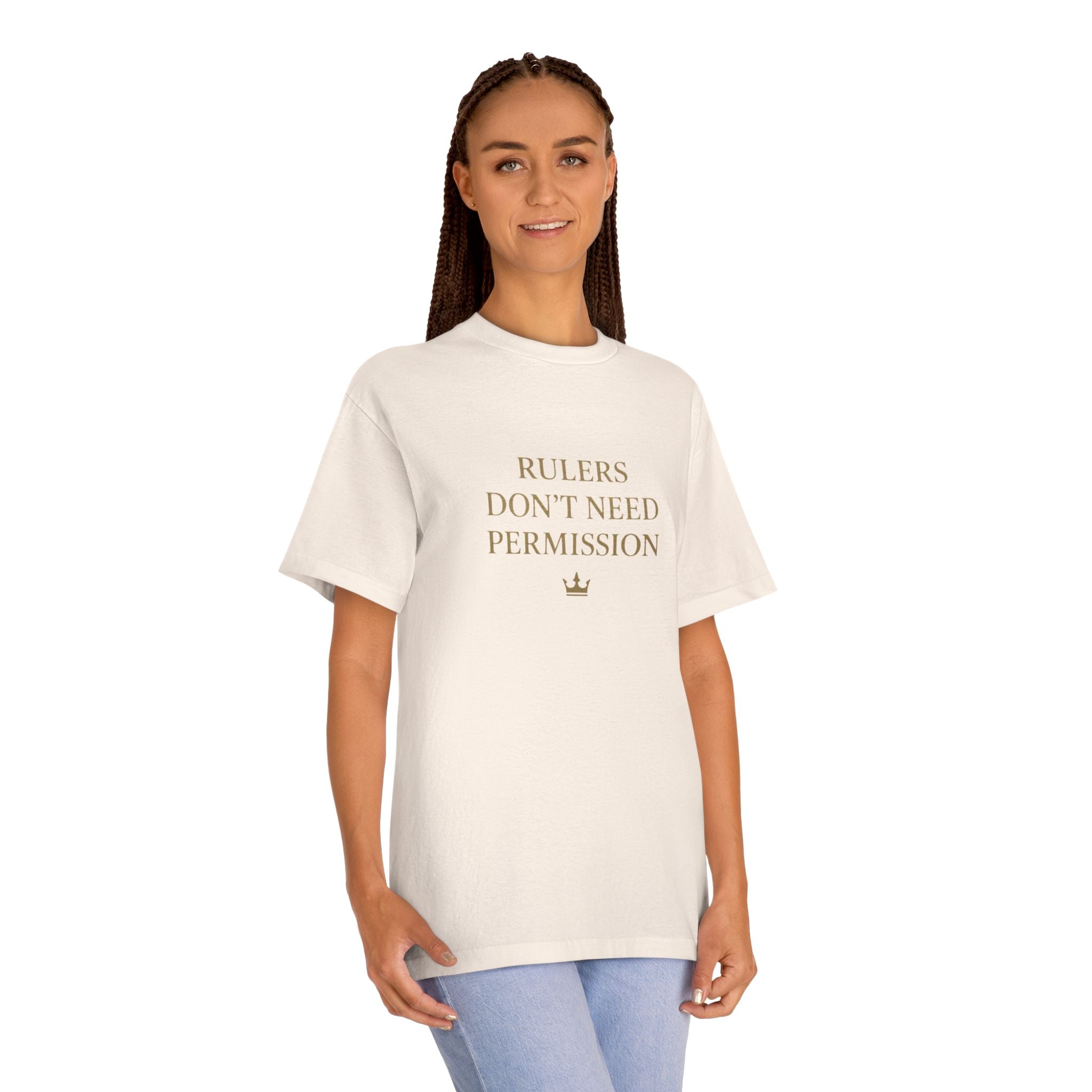 Empowering Statement Tee, Graphic Tee, Rulers Don't Need Permission Shirt, Unisex Casual Wear, Gift for Motivational Events, [...]