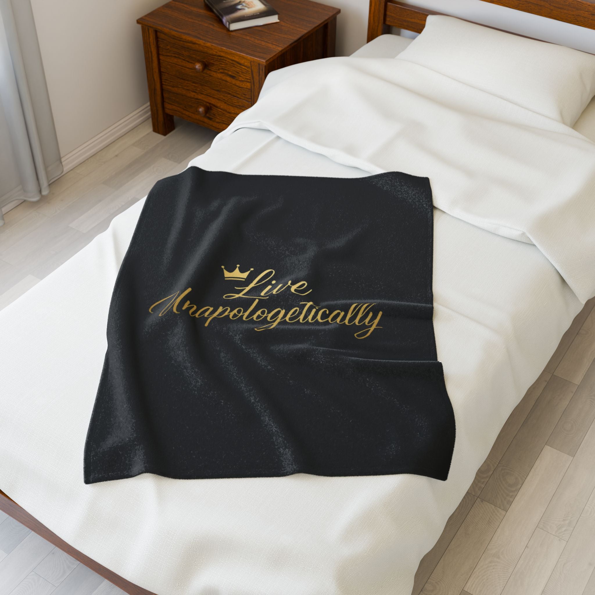 Luxurious Velveteen Plush Blanket - "Live Unapologetically" - Cozy Throw for Home, Gifts, Self-Care, Inspirational Decor, Warm Snuggles